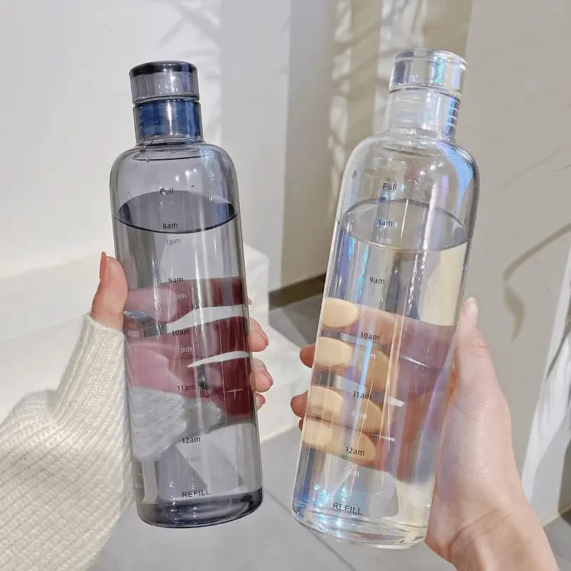 500ml Elegant Leakproof Water Bottle with Time Scale Stay Hydrated Daily Lightweight & Portable for Fitness & Outdoor Adventures