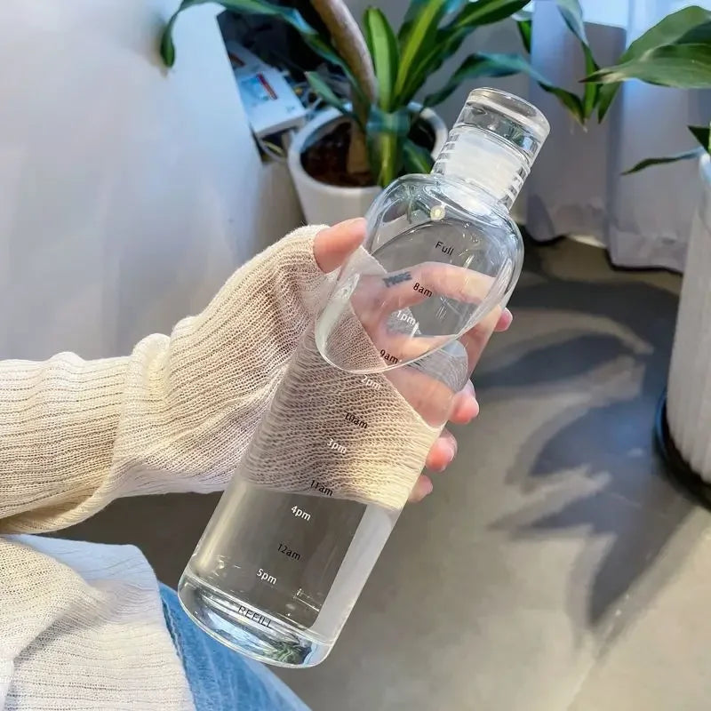 500ml Elegant Leakproof Water Bottle with Time Scale Stay Hydrated Daily Lightweight & Portable for Fitness & Outdoor Adventures